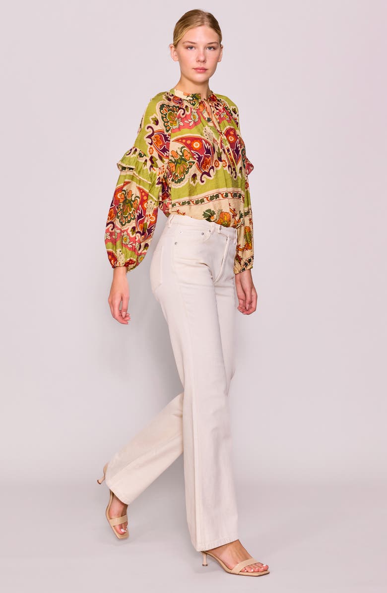 MELLODAY Print Woven Top, Alternate, color, Green Multi