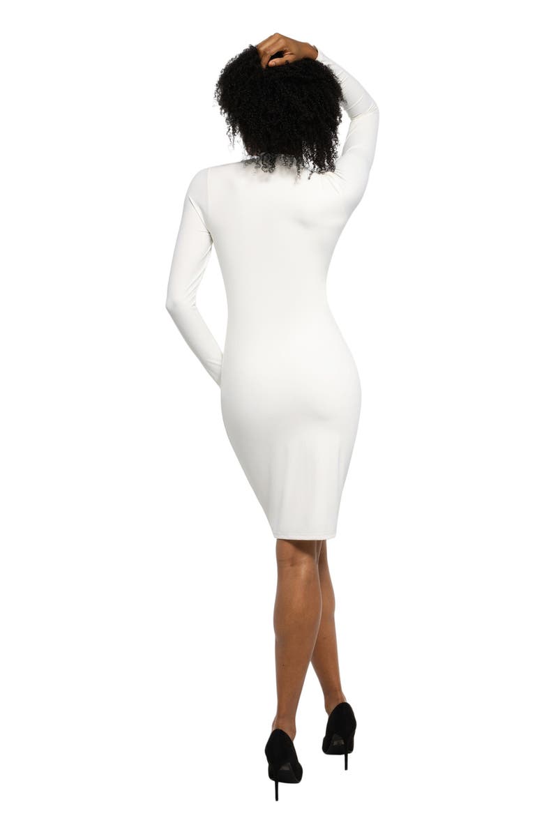 Popilush Redtag Thermal Shapewear Long Sleeve Mock Neck Midi Dress, Alternate, color, Creamy White