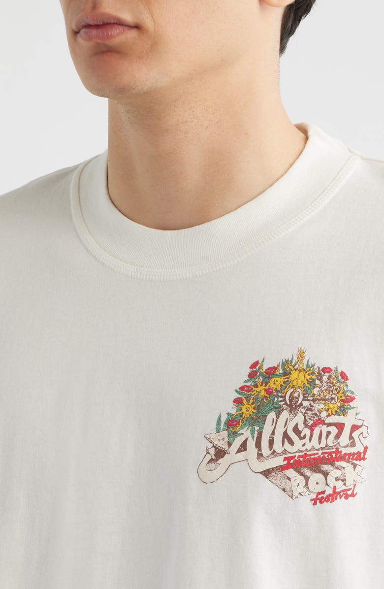 AllSaints Roque International Rock Festival Cotton Graphic T-Shirt, Alternate, color, Chalk White