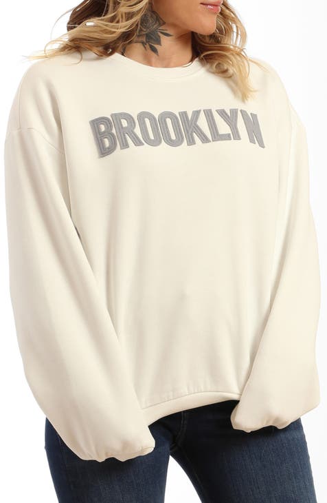 Between the Mountains White and Black Crewneck Sweatshirt for Women