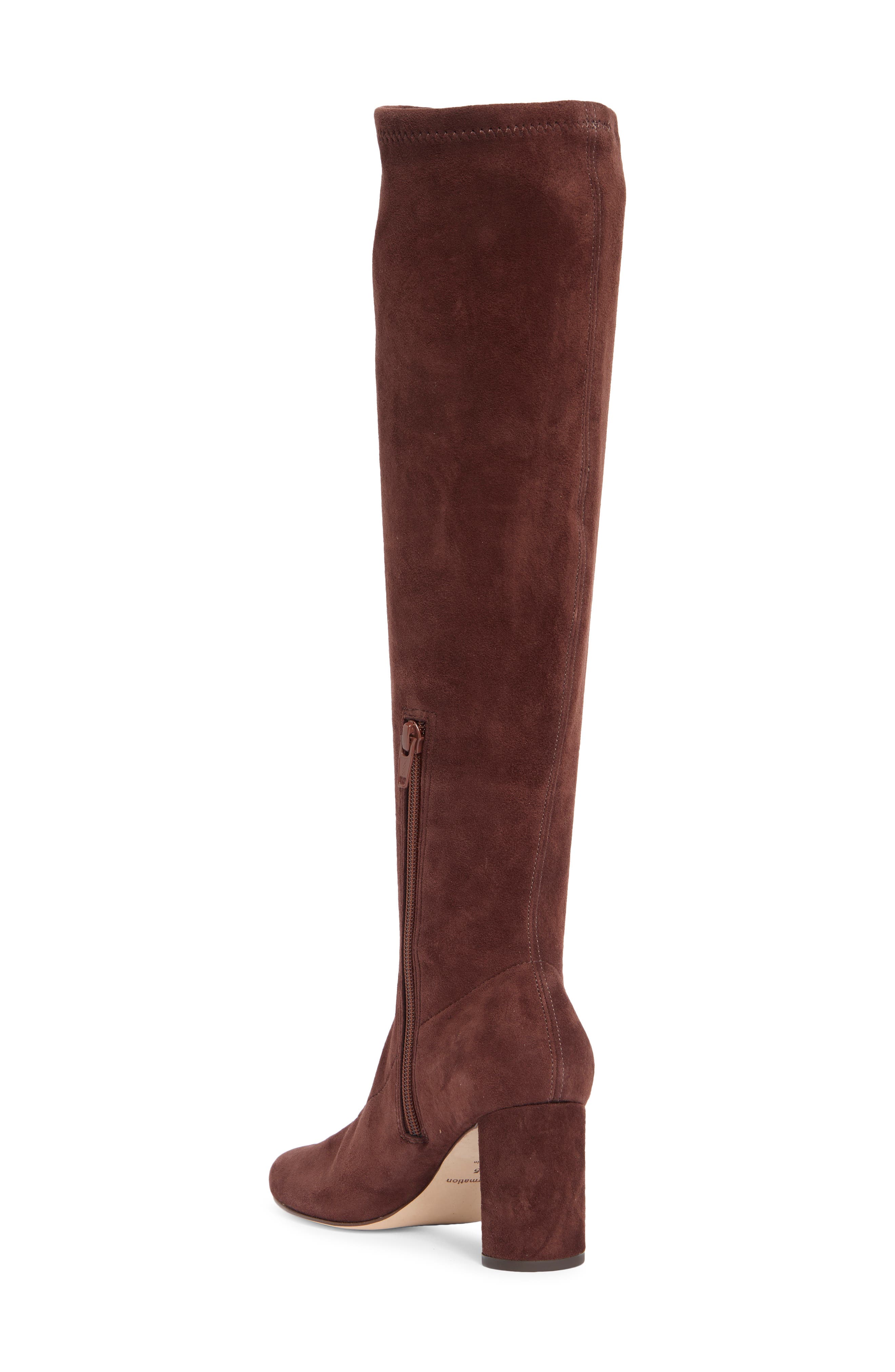 Belinda Stretch Leather Knee High Boot, Alternate, color, OAK STRETCH SUEDE