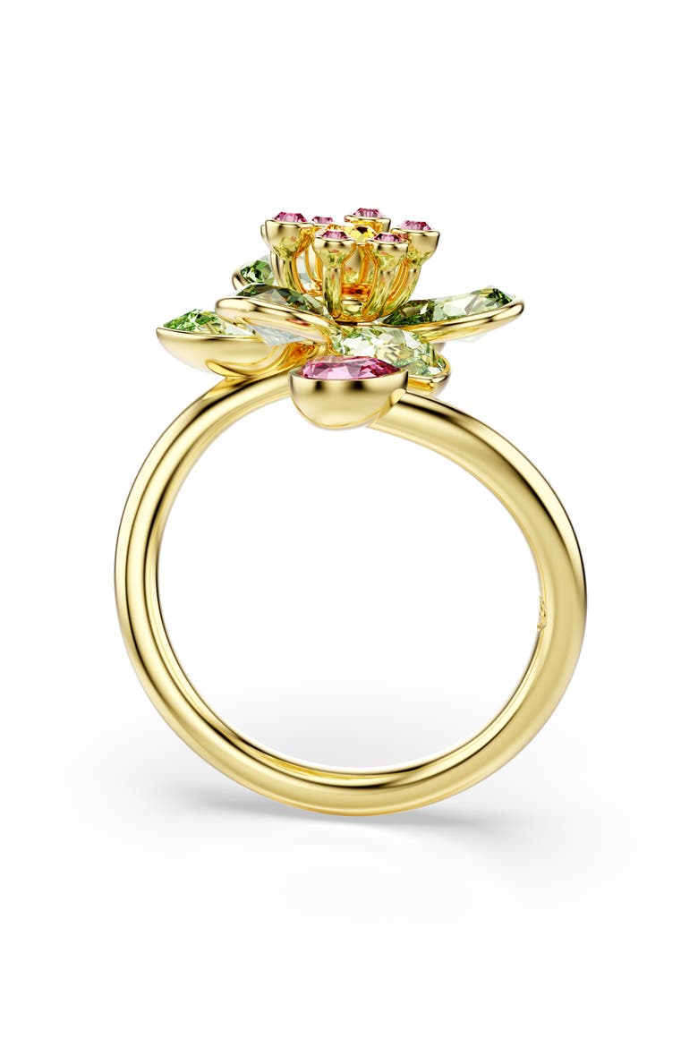 Idyllia Crystal Flower Bypass Ring, Alternate, color, GREEN