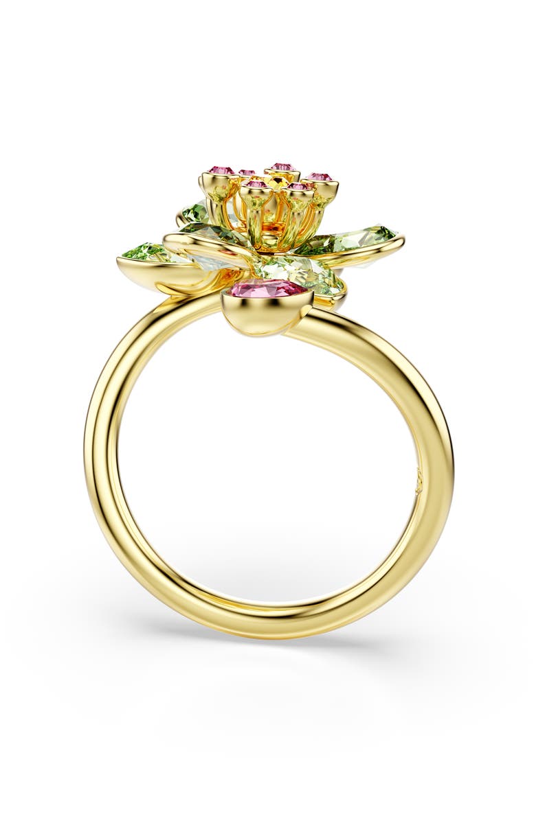 Swarovski Idyllia Crystal Flower Bypass Ring, Alternate, color, Green