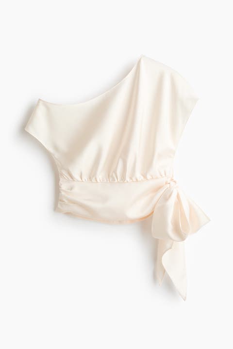 Satin One-shoulder Blouse