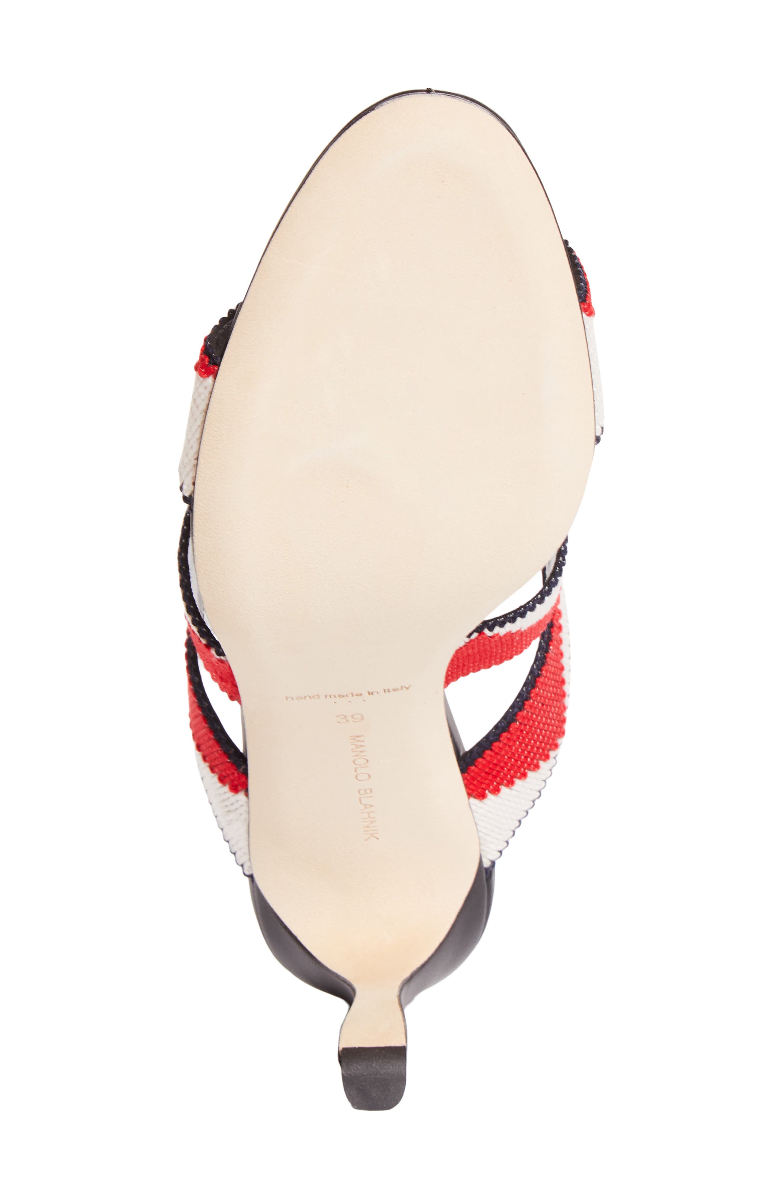 Manolo Blahnik Capro Slide Sandal, Alternate, color, Black/ Red/ White