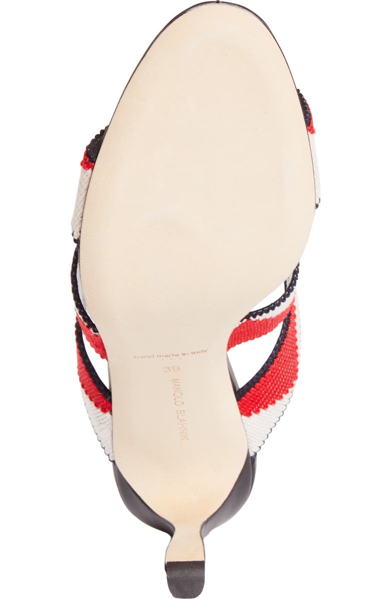Manolo Blahnik Capro Slide Sandal, Alternate, color, Black/ Red/ White