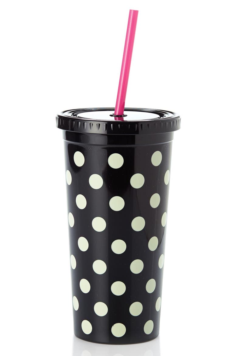dot insulated tumbler, Main, color, BLACK