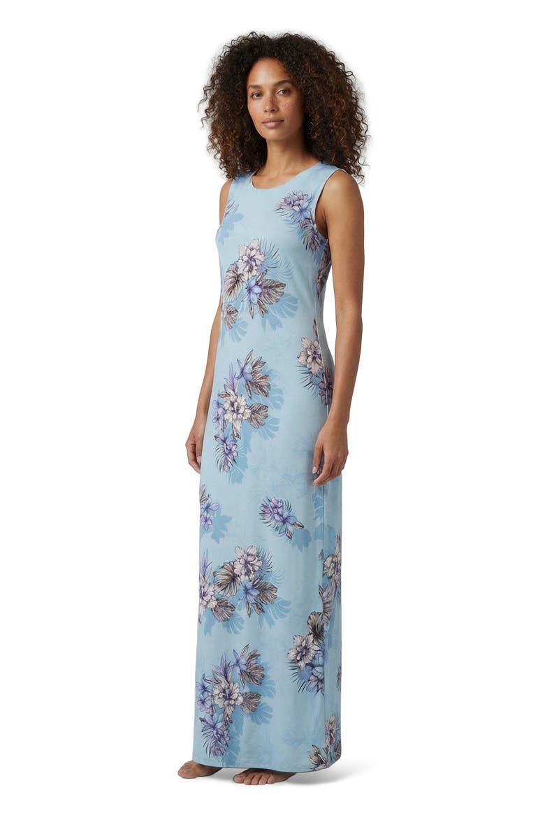 Exotic Floral Womens Sleeveless Midi Dress, Alternate, color, EXOTIC FLORAL TEAL