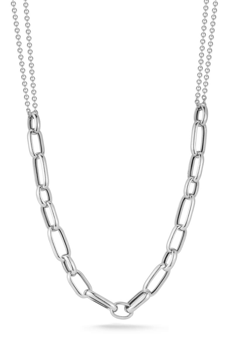 Sterling Silver Paperclip Link Station Necklace, Main, color, SILVER