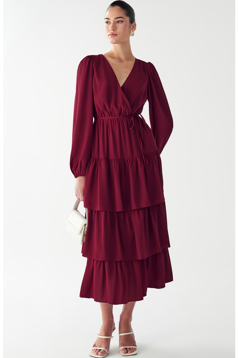 Koby Midi Dress, Alternate, color, Burgundy