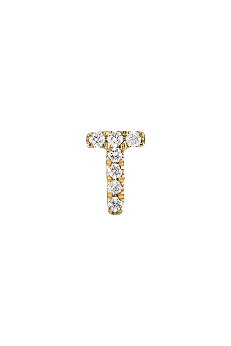Icon Diamond Initial Single Stud Earring (Nordstrom Exclusive), Main, color, 18K YELLOW GOLD - T