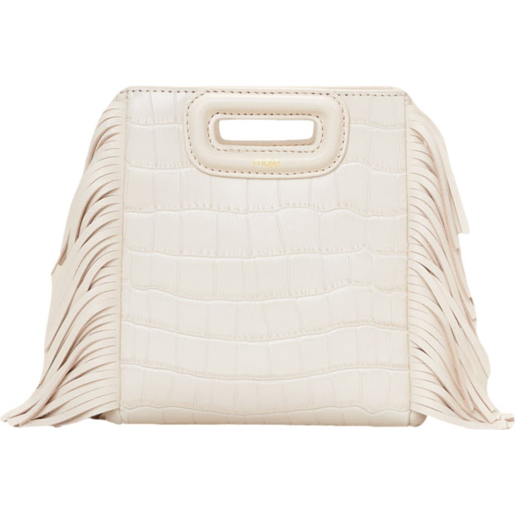 Maje Crocodile-effect Leather Mini M Bag In Vanilla Ecru