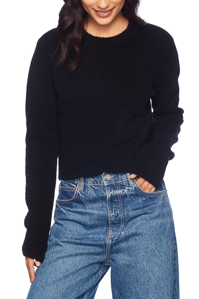 Mapache Mohair & Wool Blend Crewneck Sweater, Main, color, BLACK