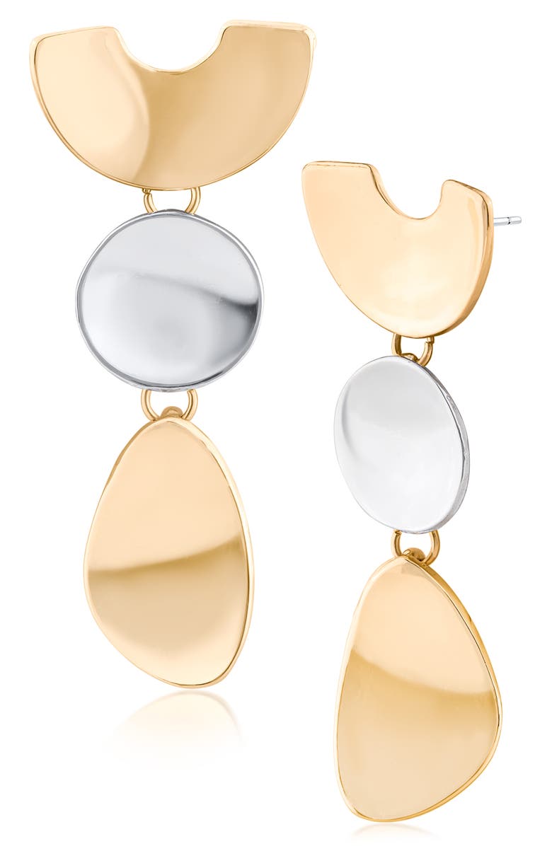 JARDIN Geometric Modern Two-Tone Drop Earrings, Main, color, 