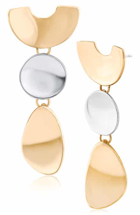 JARDIN Geometric Modern Two-Tone Drop Earrings