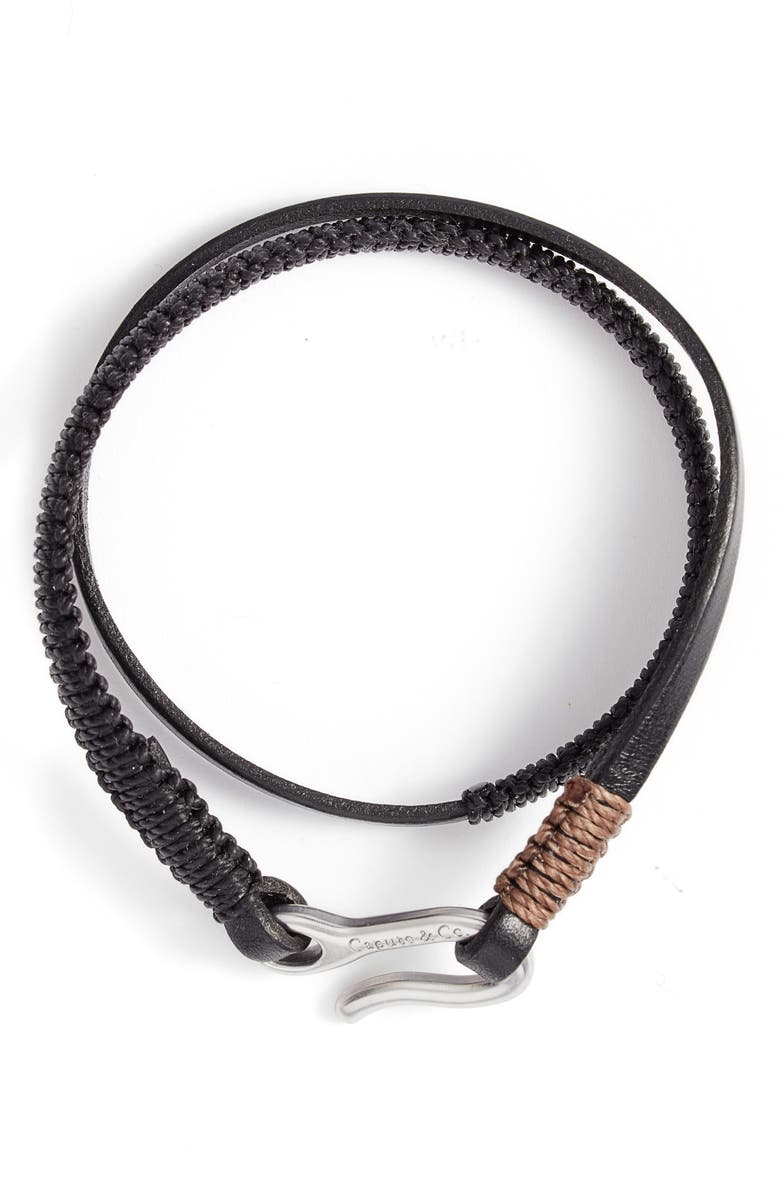 Caputo & Co. Men's Double Leather Wrap Bracelet, Main, color, 
