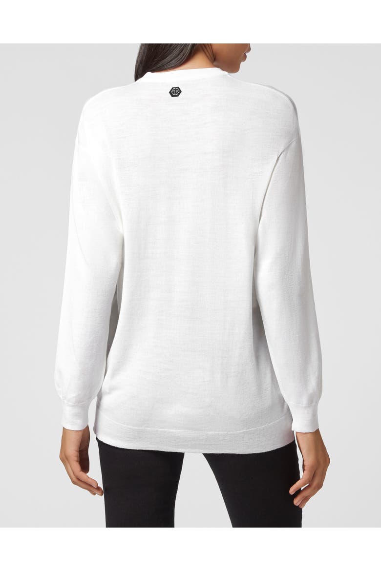 Pullover Round Neck Women, Alternate, color, white