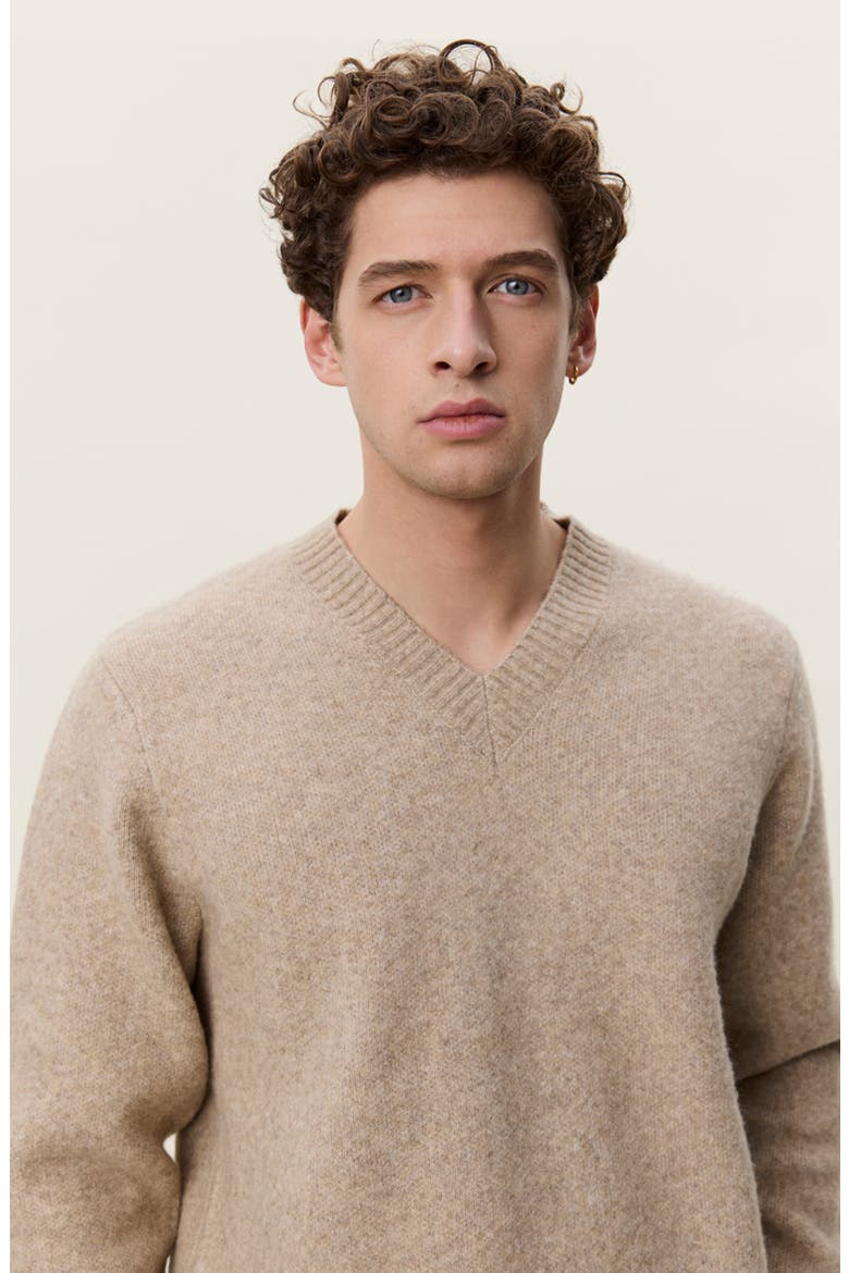Melange V-Neck Sweater, Alternate, color, LIGHT SAND MELANGE