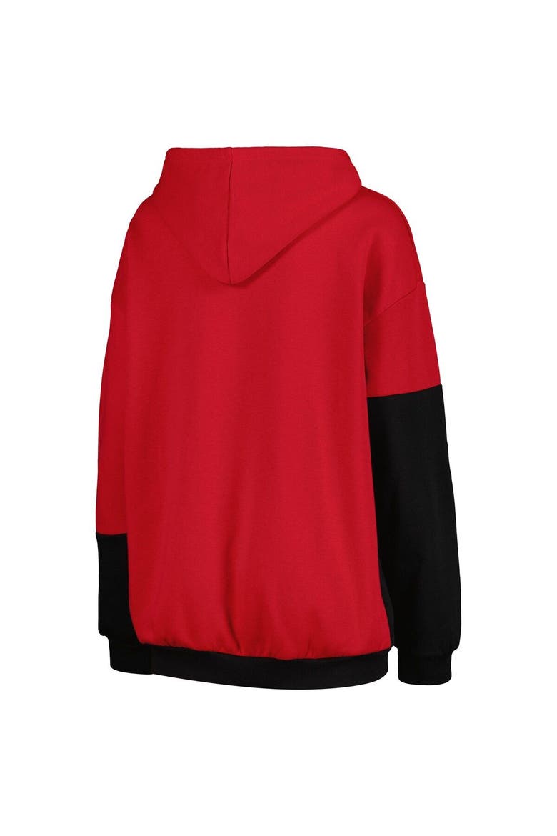 Women's Gameday Couture Crimson/Black Indiana Hoosiers Matchmaker Diagonal Cowl Pullover Hoodie, Alternate, color, Crimson