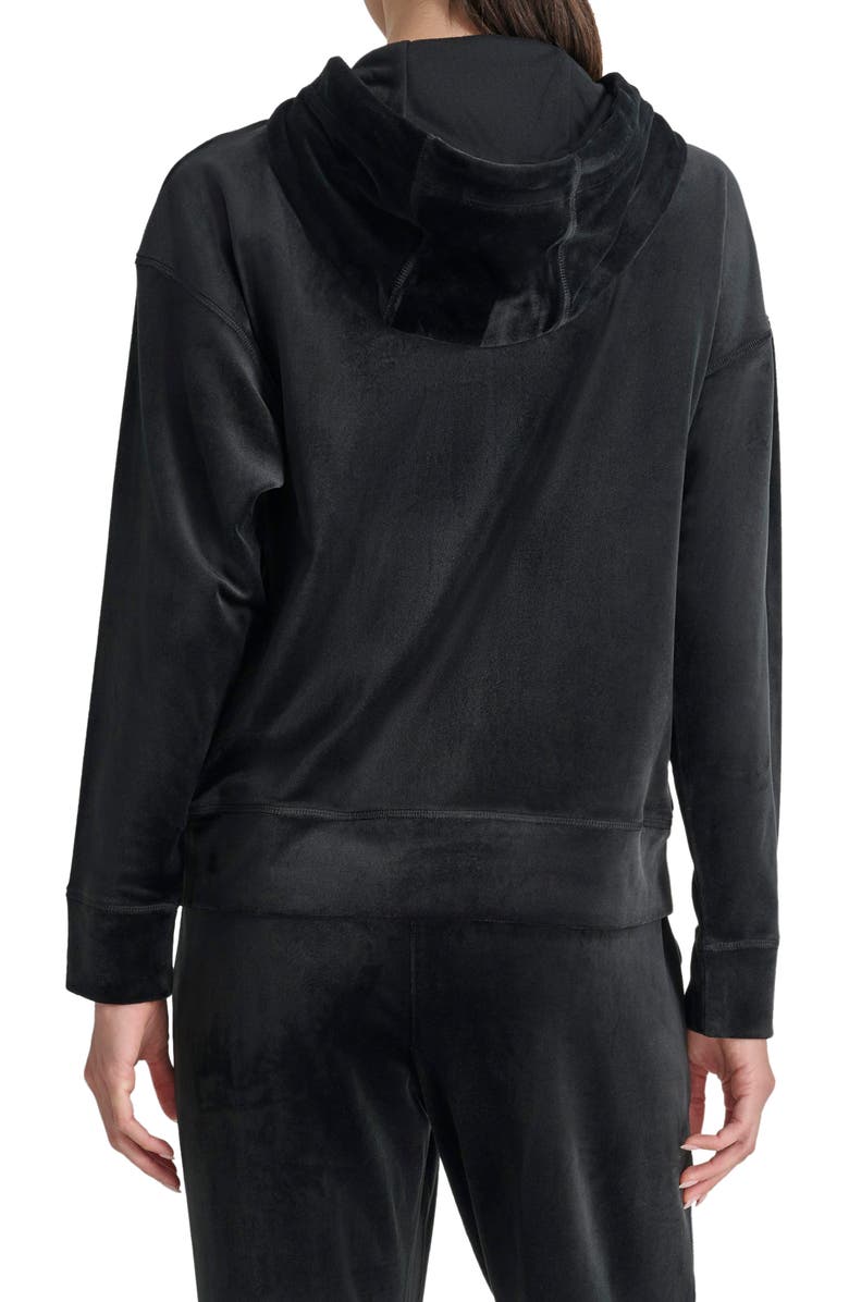 DKNY Platinum Velour Stacked Logo Zip Hoodie, Alternate, color, 