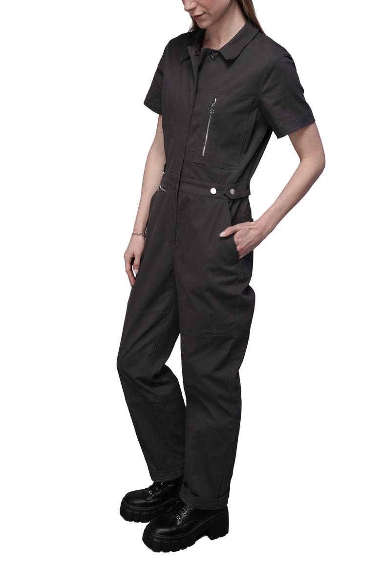 The Essential High Waisted Zipper Coverall, Alternate, color, CHARCOAL