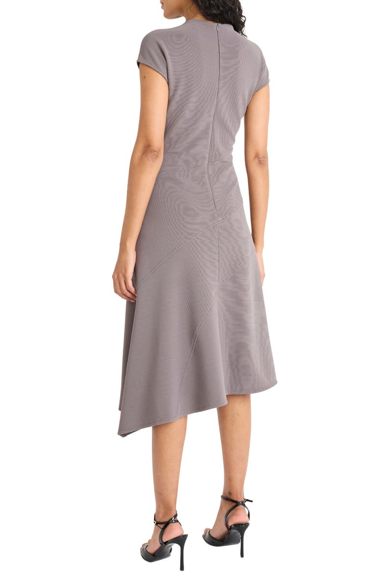 Mock Neck Cap Sleeve Asymmetric Hem A-Line Dress, Alternate, color, VOLCANIC GLASS
