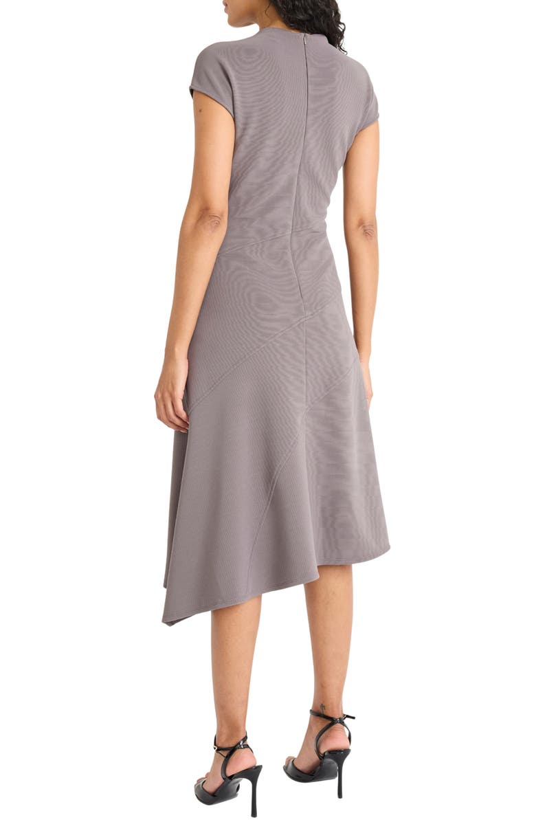 Maggy London Mock Neck Cap Sleeve Asymmetric Hem A-Line Dress, Alternate, color, Volcanic Glass