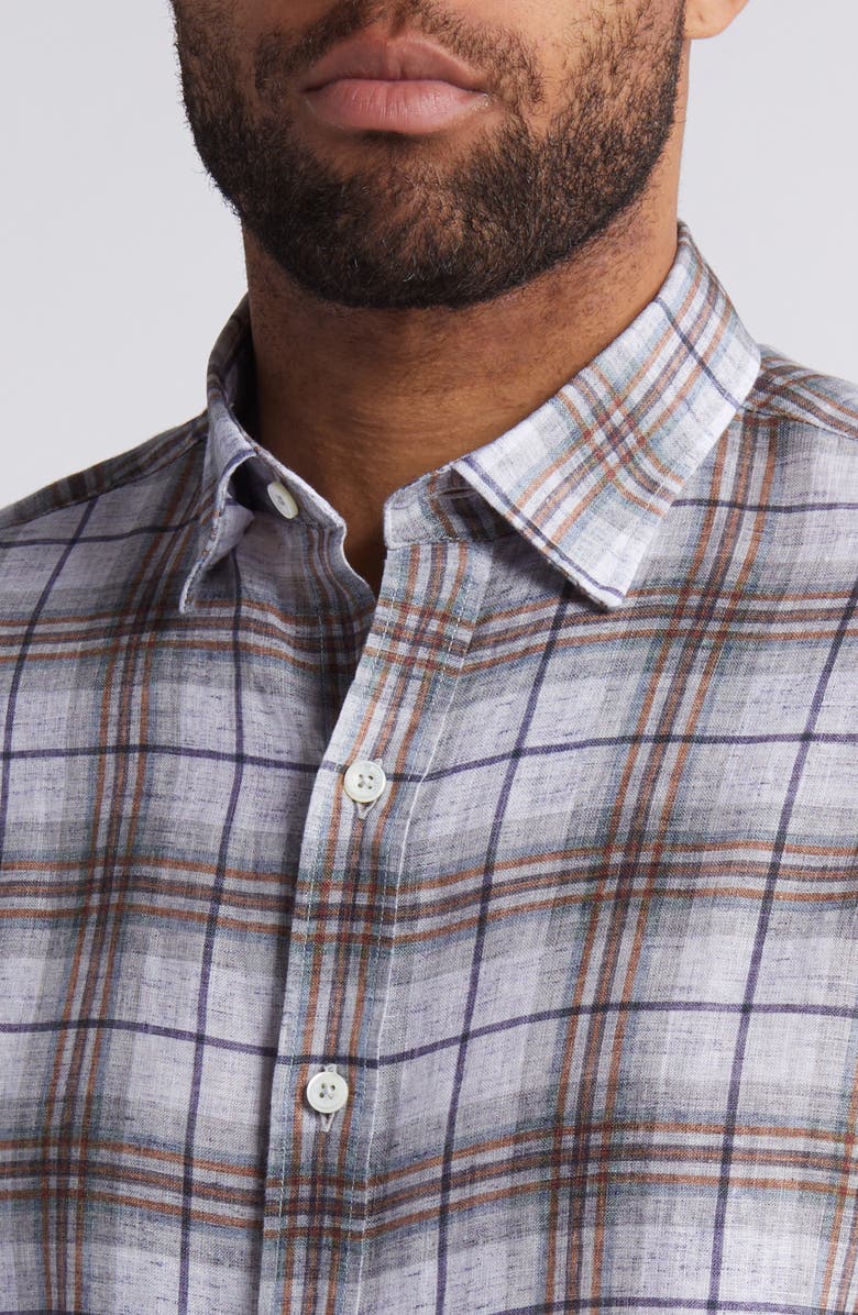 Bugatchi Karl Linen Button-Up Shirt, Alternate, color, Dusty Blue