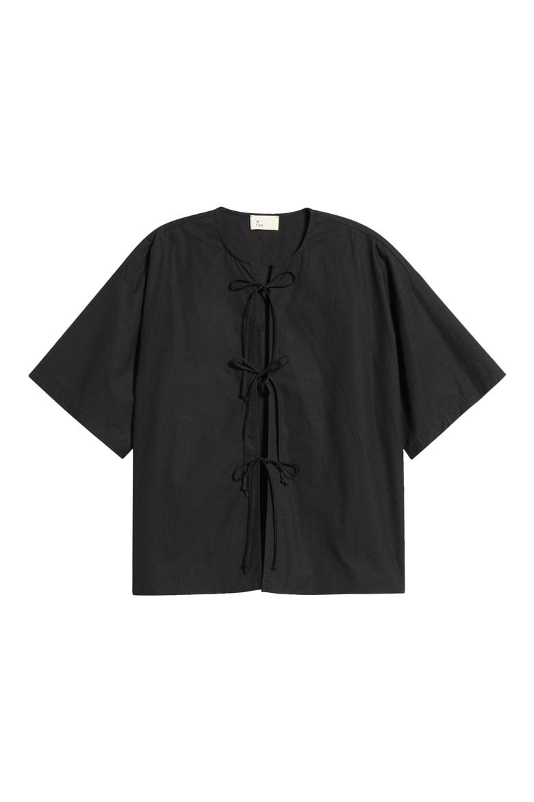 Evadne Tie Front Top, Alternate, color, BLACK
