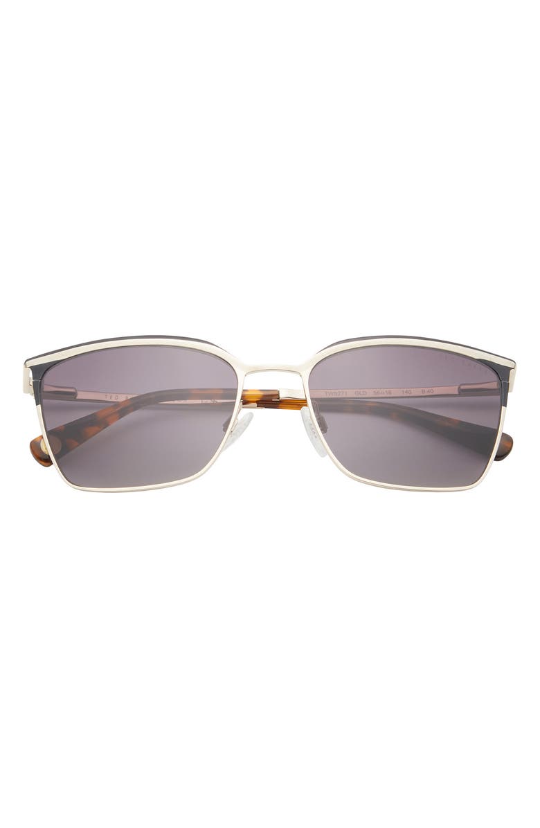 Ted Baker London 56mm Polarized Square Sunglasses, Main, color, Gold