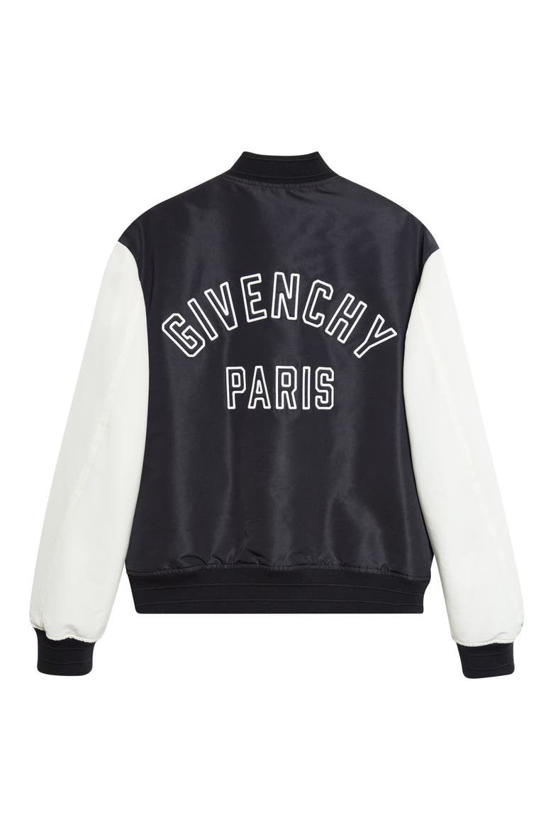 Logo Satin Varsity Jacket, Alternate, color, NAVY/ WHITE