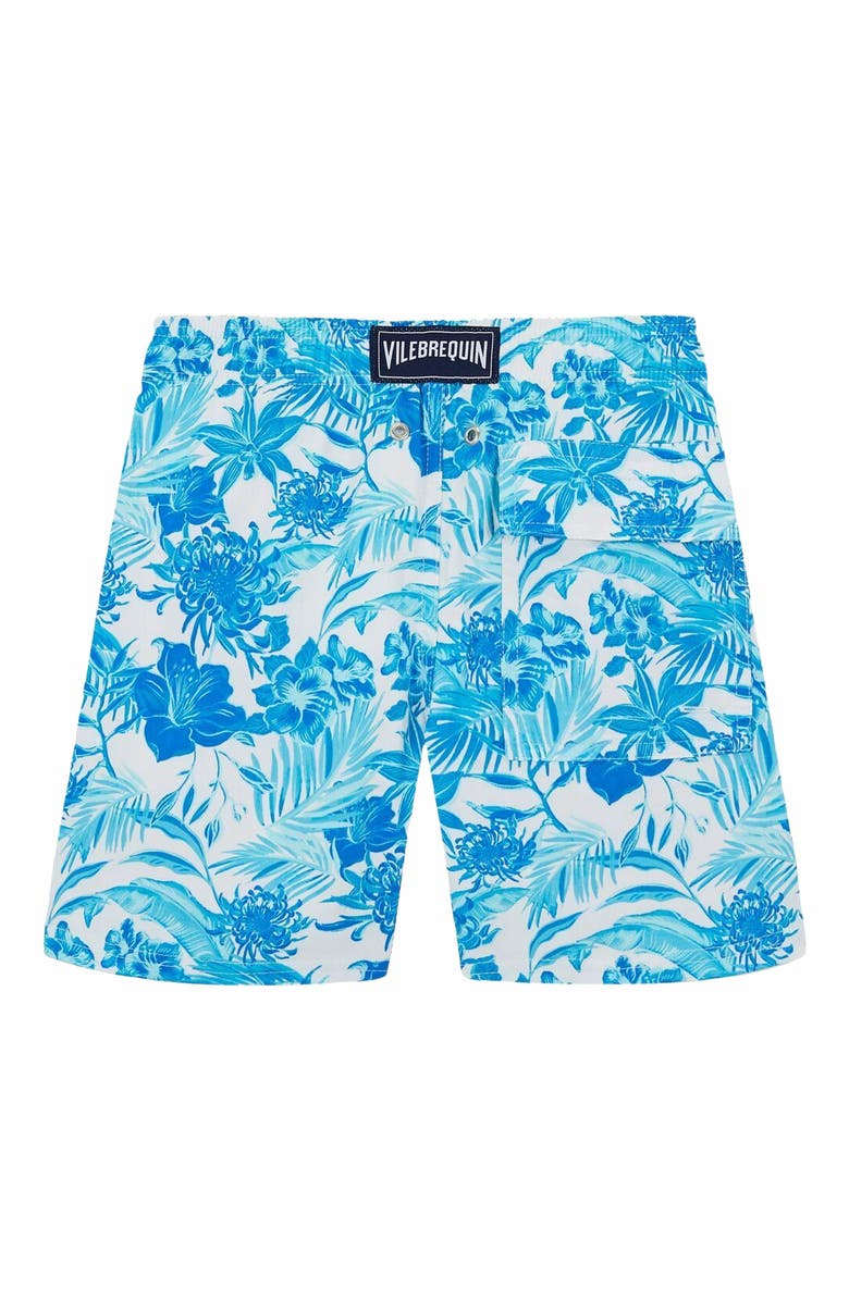 Vilebrequin Kids' Tahiti Flowers Stretch Swim Trunks, Alternate, color,