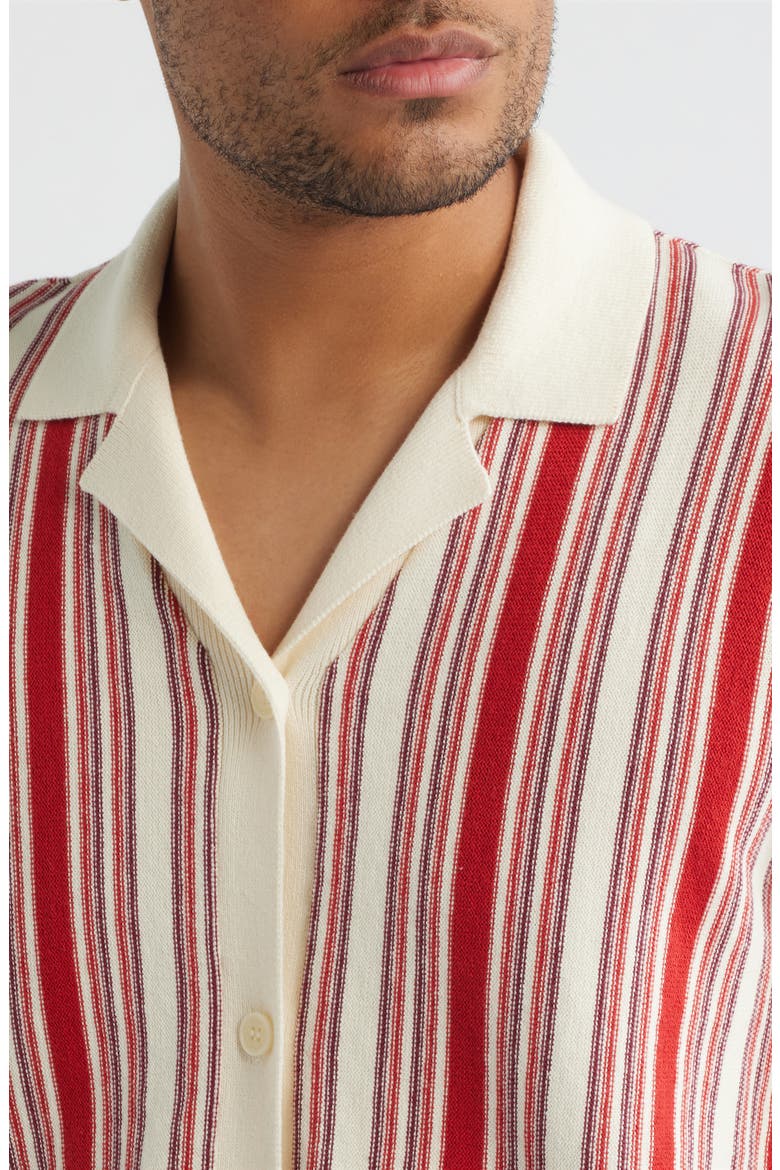 Ivy Stripe Knit Camp Shirt, Alternate, color, RUST / ECRU