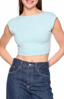 Susana Monaco Open Back Cap Sleeve Crop Top