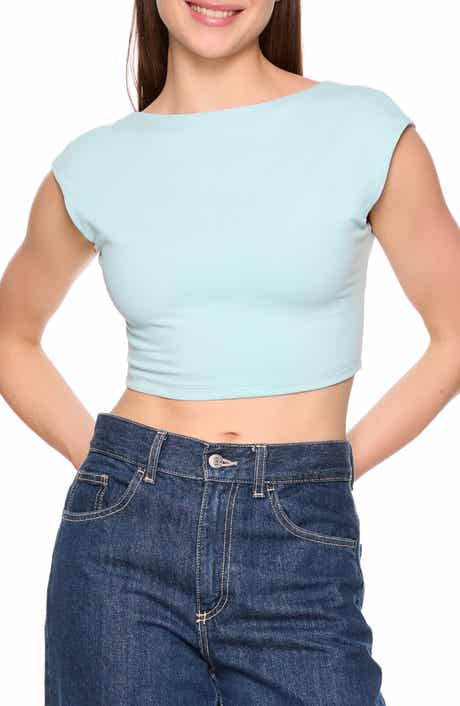 Susana Monaco Open Back Cap Sleeve Crop Top