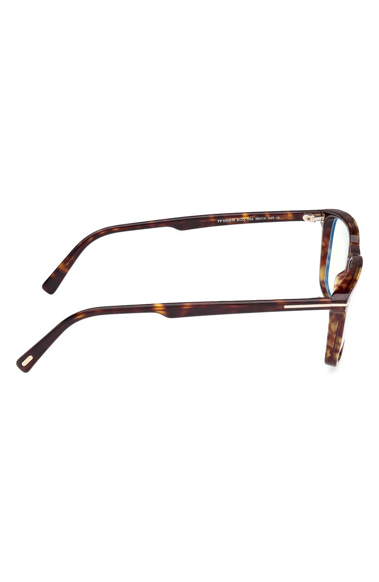 TOM FORD 56mm Square Blue Light Blocking Glasses, Alternate, color, Havana Eco / T Logo