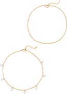 NORDSTROM RACK Set of 2 Cubic Zirconia Charm Anklets