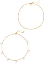 NORDSTROM RACK Set of 2 Cubic Zirconia Charm Anklets