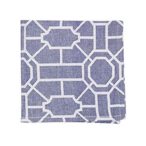 Trellis Navy Geometric 100% Cotton Handwoven Set of 6 Cloth Napkins