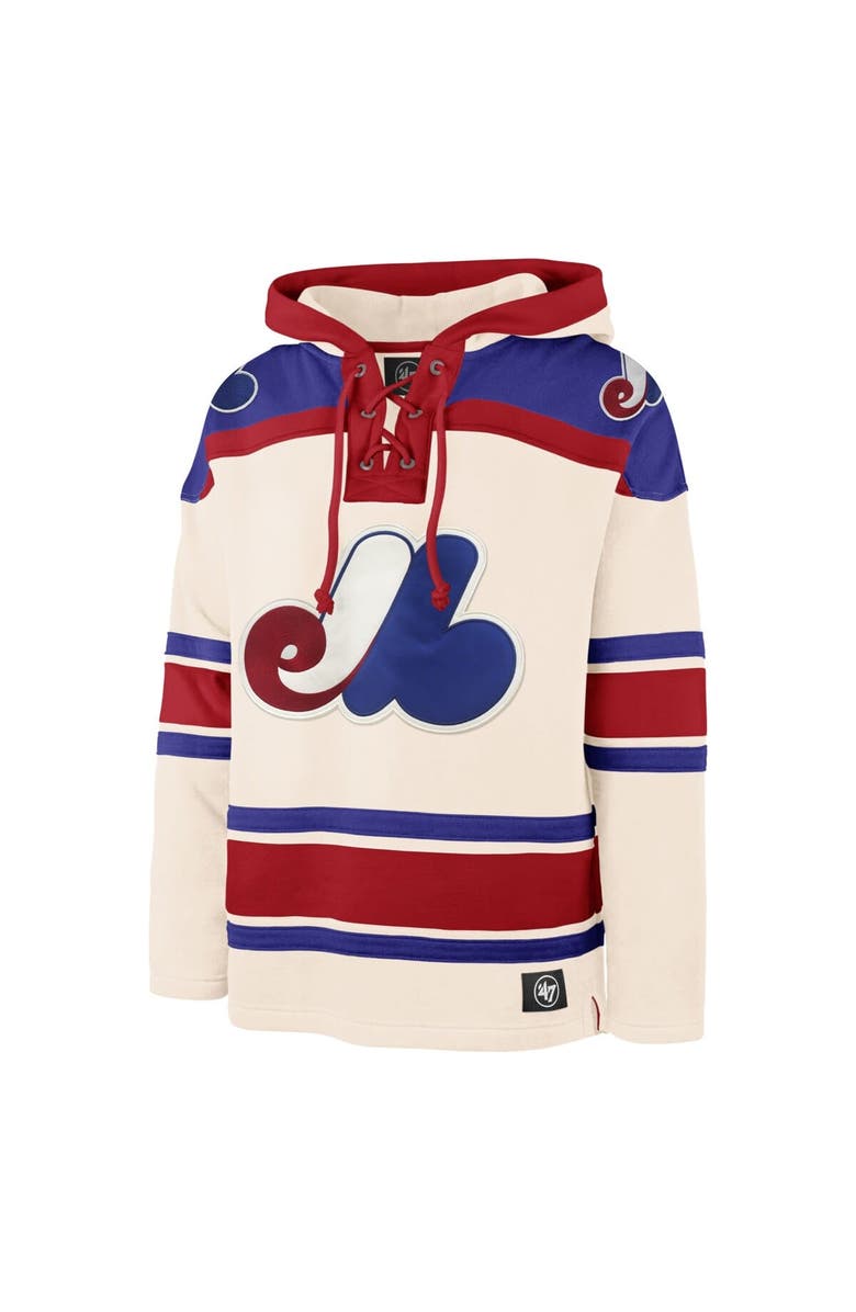 '47 Men's '47 Cream Montreal Expos Cooperstown Collection Superior Lacer Pullover Hoodie, Alternate, color, Cream