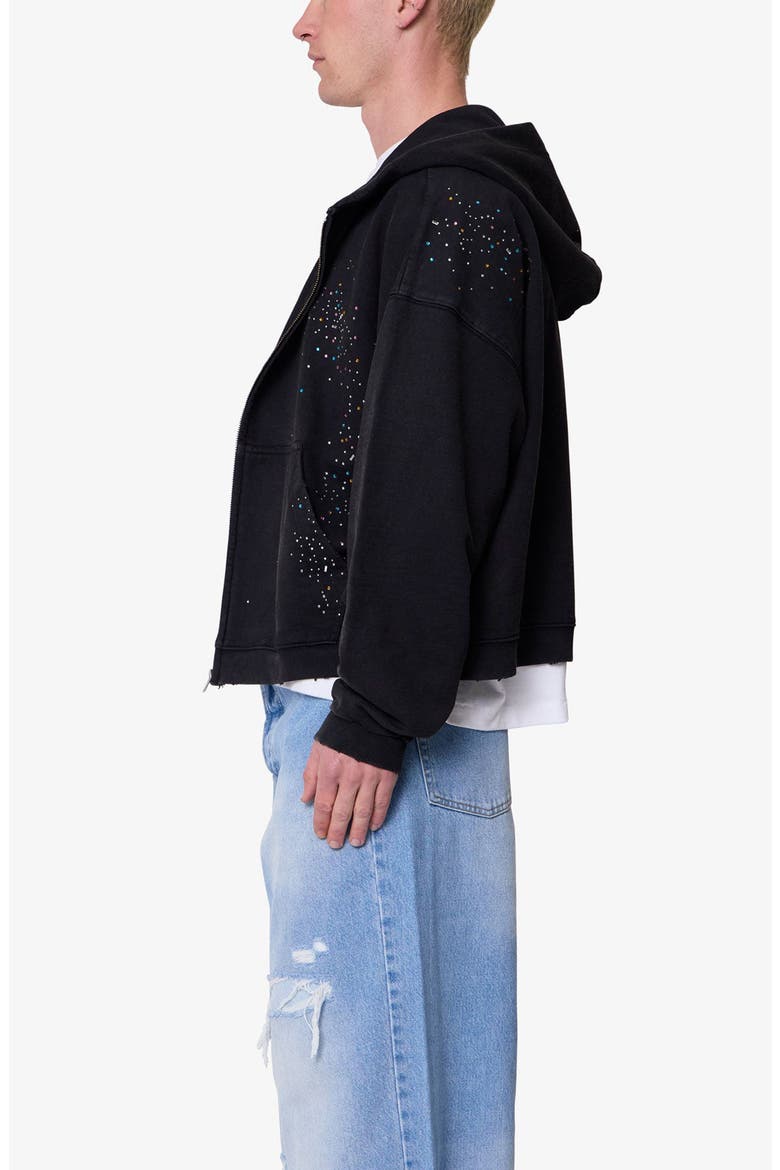Crystal Embellished Zip Hoodie, Alternate, color, WASHED BLACK