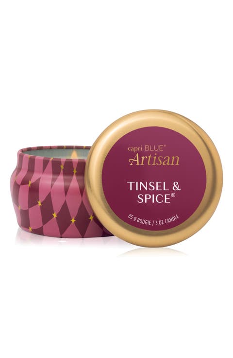 Winter Bazaar Tinsel & Spice Mini Tin Candle