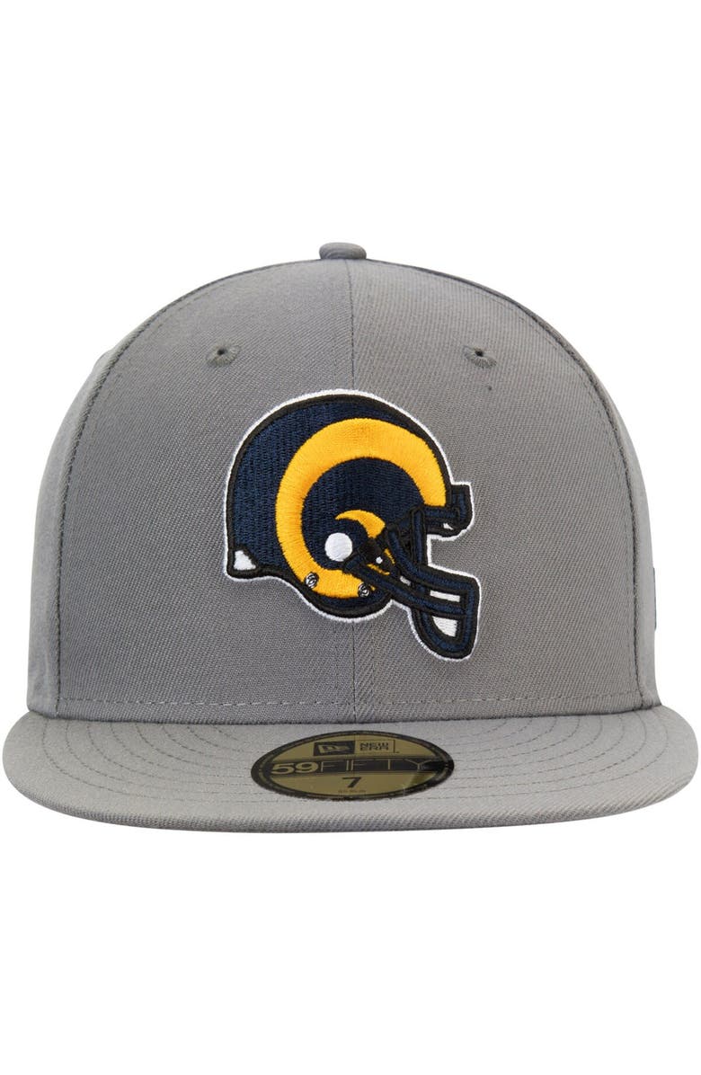 New Era Men's New Era Graphite Los Angeles Rams Throwback Logo Storm 59FIFTY Fitted Hat, Alternate, color, 