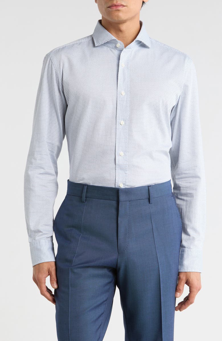BOSS Hank Kent Slim Fit Cotton Dress Shirt, Main, color, Light/ Pastel Blue