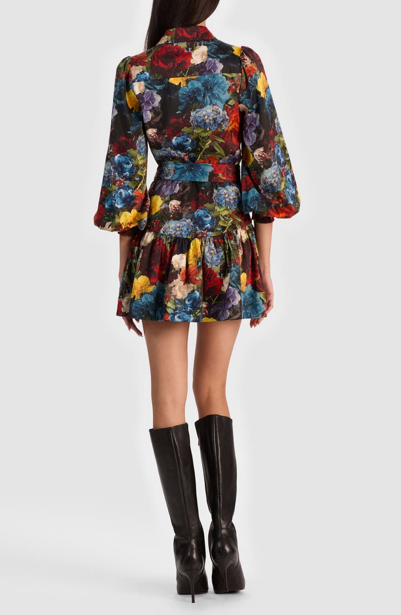Alice + Olivia Lily Long Sleeve Floral Shirtdress, Alternate, color, Flourish