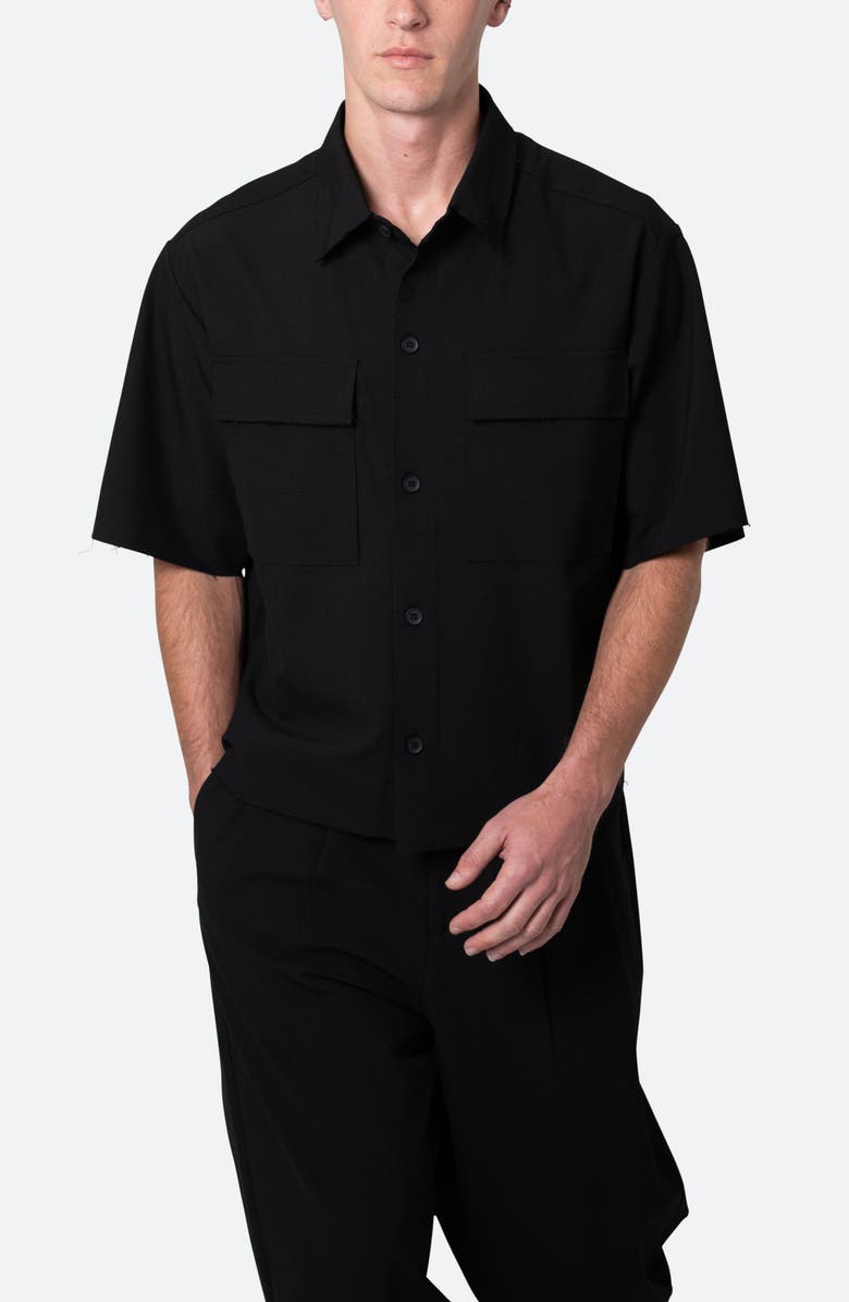 mnml Oversize Crop Short Sleeve Button-Up Shirt, Alternate, color,