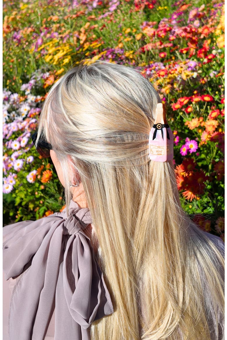 Hand Painted Rosé Claw Clip, Alternate, color, PINK