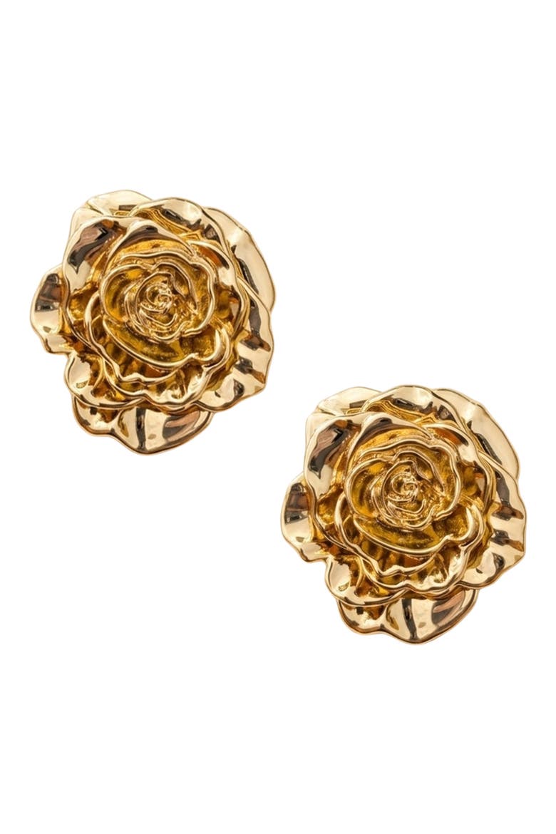 Rose Statement Stud Earrings, Alternate, color, GOLD