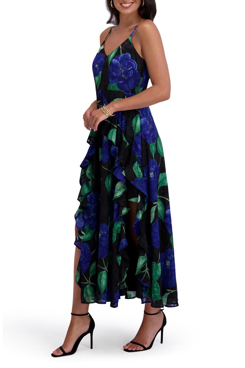 Burnout Chiffon Midi Dress, Alternate, color, BLACK MULTI
