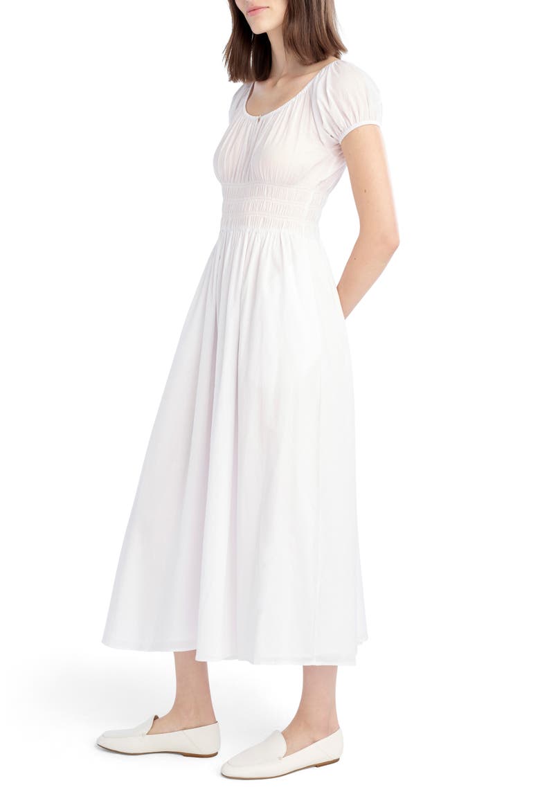The Swoon Smocked Midi Dress, Alternate, color, WHITE